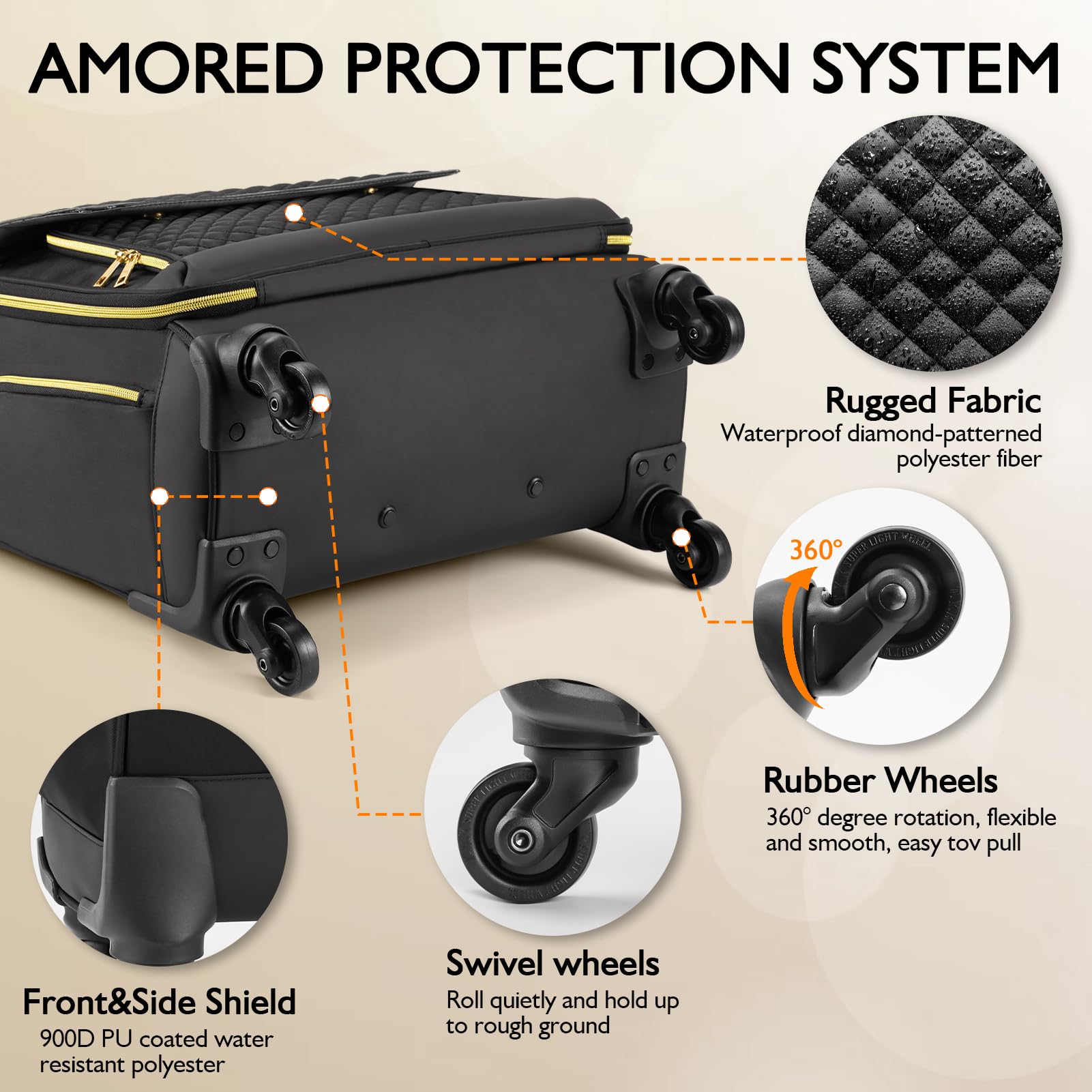 Rolling Laptop Briefcase with 4 Spinner Wheels - TSA Approved Carry On Computer Bag for Business Travel | Durable Work Tote for Professionals (Black) | Perfect for Airports, Commuting & Office Use