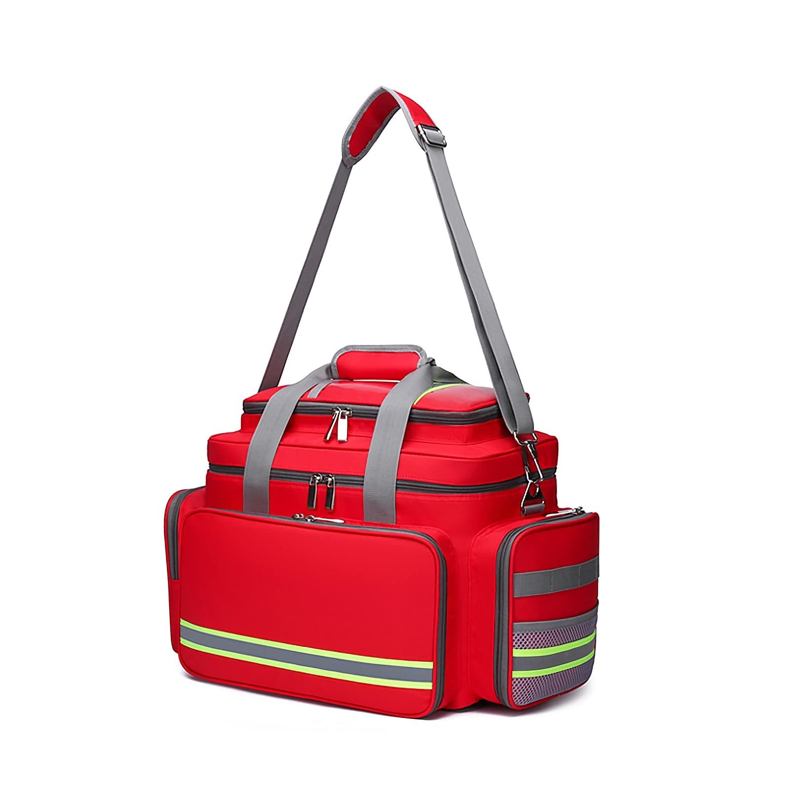 First Aid Kit Bag - Large Capacity Waterproof Emergency Medical Bag with Reflective Strips & Multiple Pockets for Outdoor, Travel, Camping, Hiking - Empty First Responder Rescue Pouch (Only Bag)