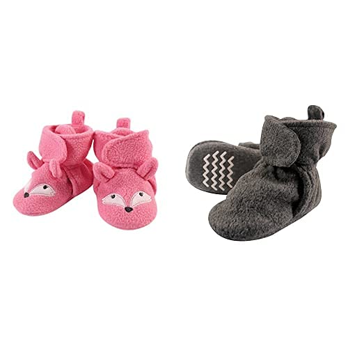 Hudson Baby Fleece Booties 2-Pack - Gray Fox for 18-24 Months | Warm Winter Footwear