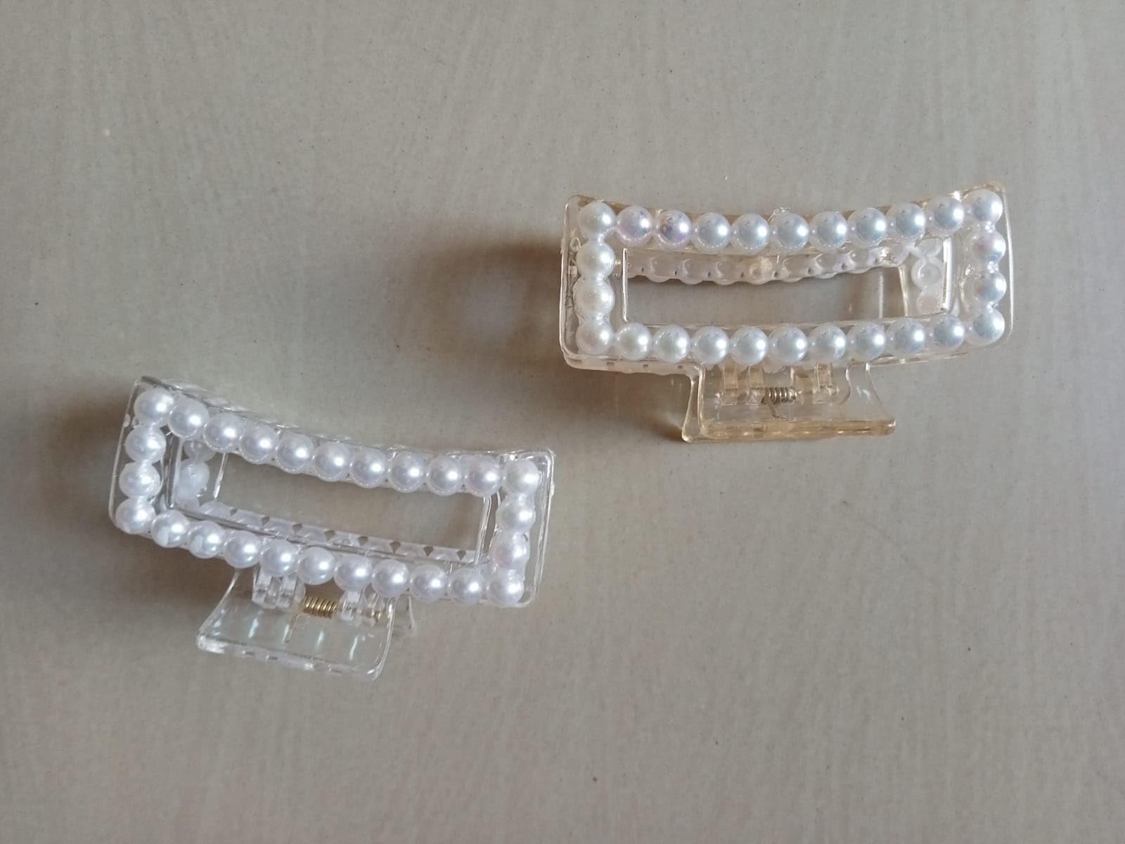 THE GLAM NIYATI Metal Hair Claw Clip with Pearl - Rectangular Hair Clips for Women (Pack of 2) | Fashion Hair Accessories for Updos, Ponytails & Everyday Styling