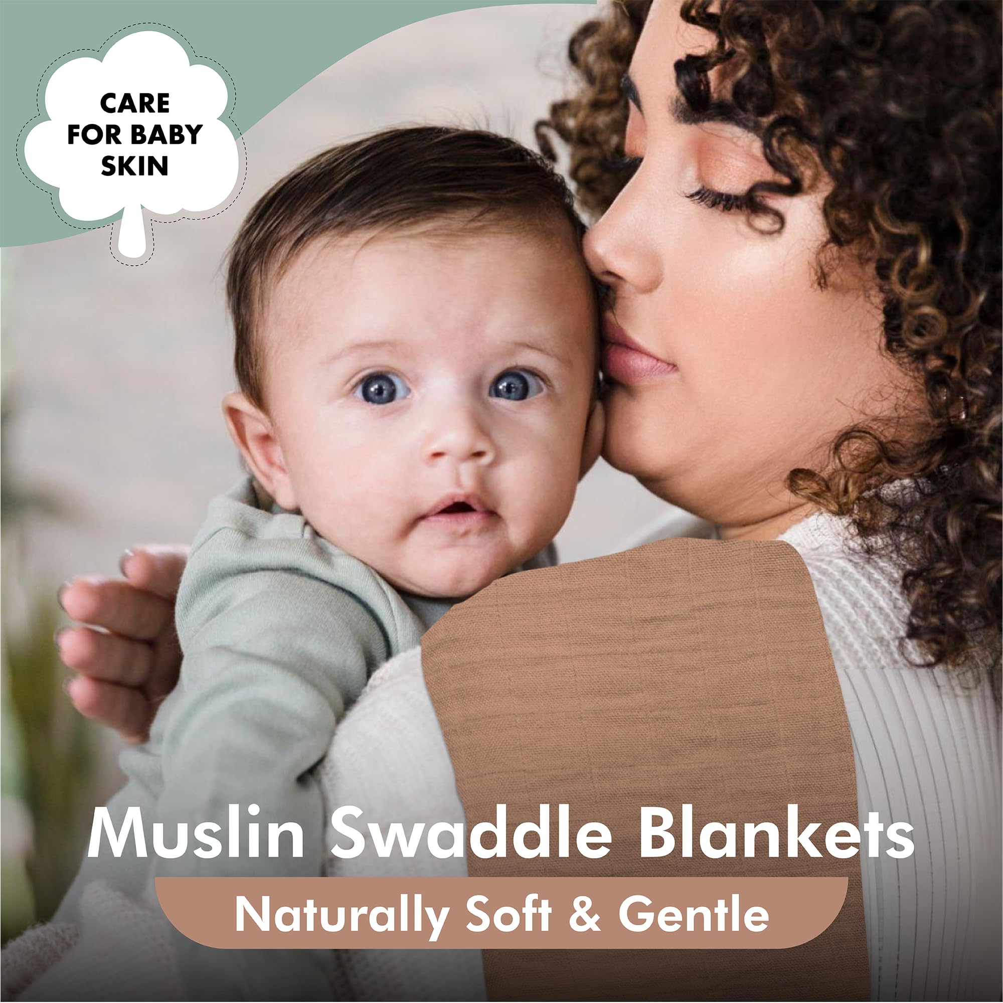 CozyBubs 4-Pack Organic Muslin Swaddle Blankets for Newborns - Soft Baby Swaddle Wraps for Boys & Girls - Breathable & Lightweight for Nursery, Stroller & Travel
