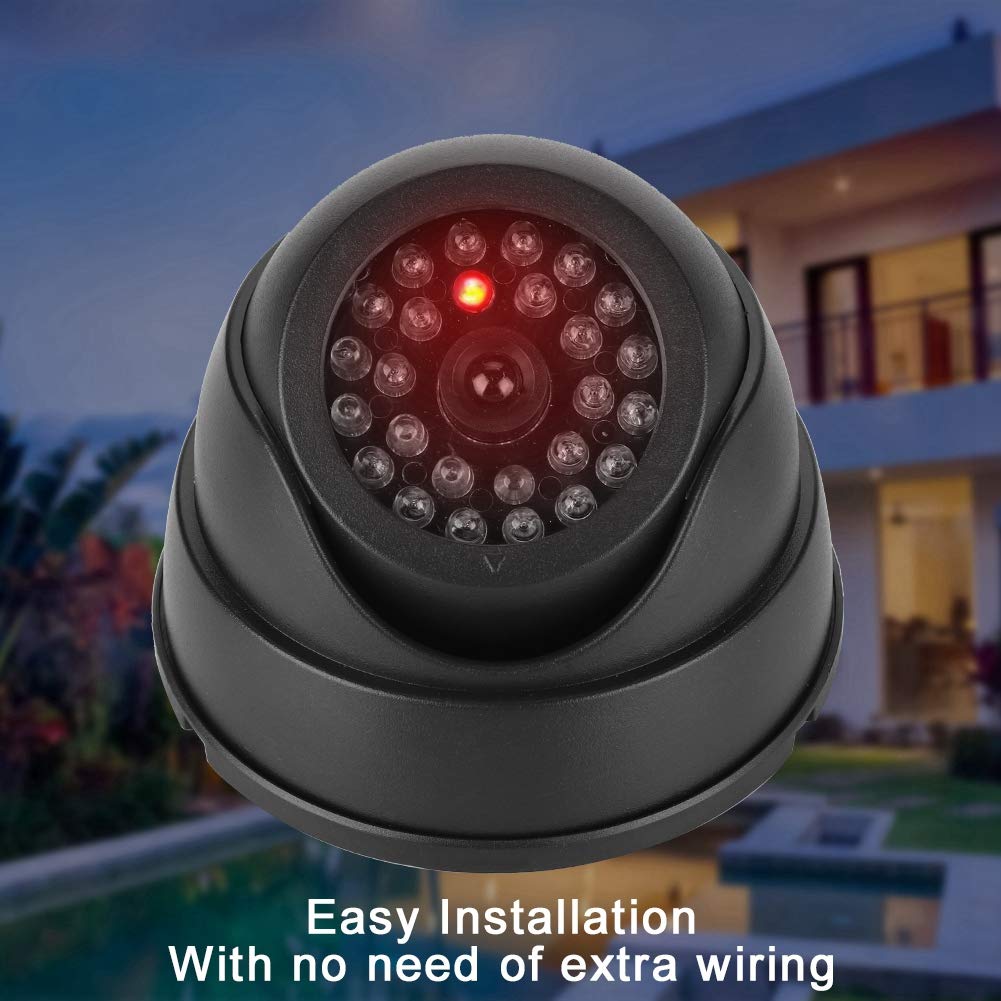 Saluaqui Dummy Fake Security Camera with IR LEDs - Dome Style CCTV Surveillance Camera for Indoor & Outdoor Use - Home & Business Security Deterrent - Black (Ideal for Theft Prevention in Stores, Offices & Residential Areas)
