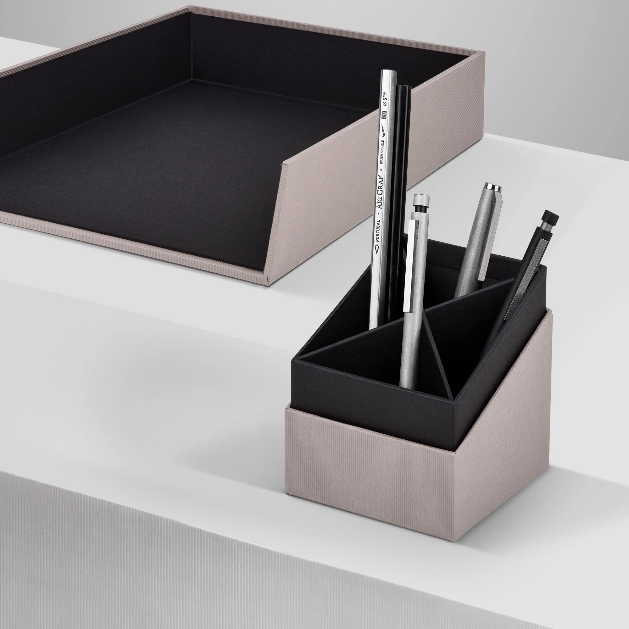 SOHO Desk Organizer with Pencil Holder - Taupe Office Desk Accessory for Home & Office Workspace