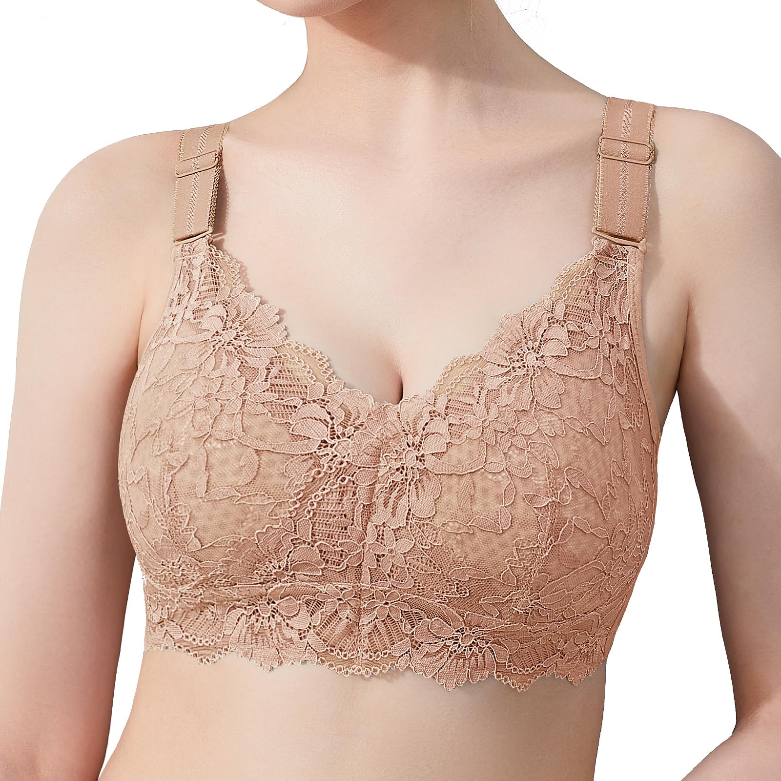 Baetty Lace Bra Full Coverage Wireless Bras for Women - Comfortable Honeycomb Inner Cushion Support - Perfect for Everyday Wear, Work & Leisure Activities