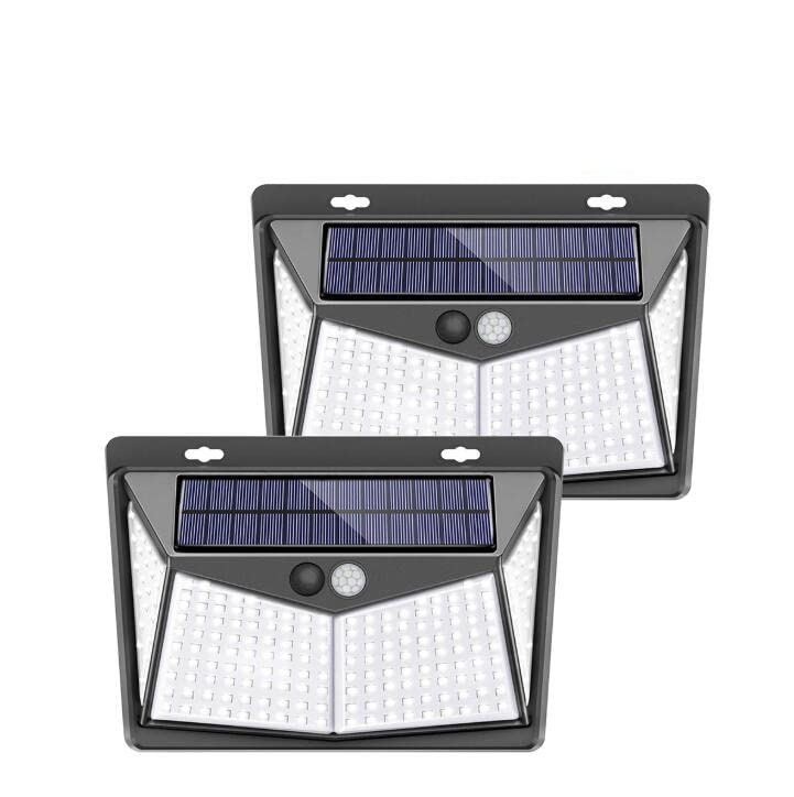TEAFIRST 208 LED Solar Powered Motion Sensor Wall Light - Waterproof Outdoor Security Lighting for Garden, Yard, Pathway (2 Pack) - Perfect for Nighttime Safety and Landscape Illumination