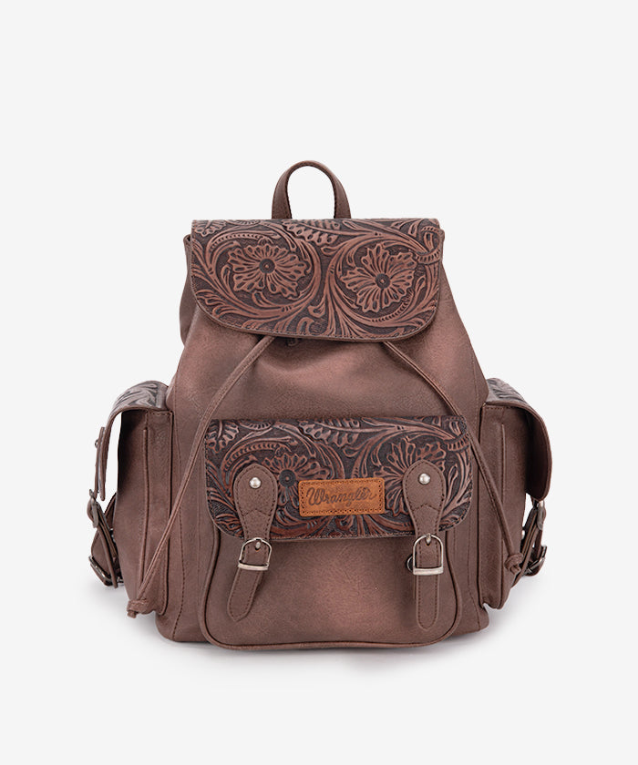 Wrangler Floral Tooled Concealed Carry Backpack for Women & Men - Tactical EDC Hiking Daypack with Hidden Gun Pocket - Perfect for Outdoor Adventures, Travel & Everyday Use