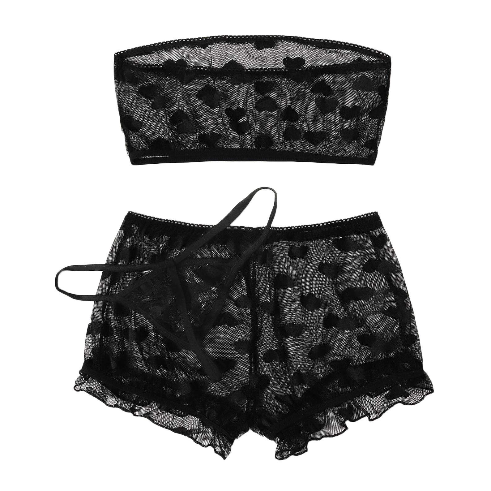 ZoePets Sexy Lace Lingerie Set - Silk Underwear & Satin Pajamas for Women - Romantic Sleepwear, Nightwear for Valentine's Day & Honeymoon