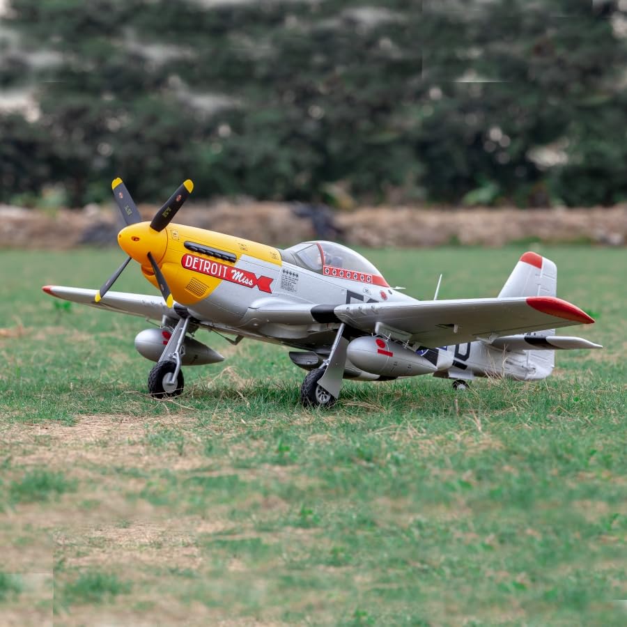 Arrows RC Plane for Adults - 1100mm P-51 Mustang Detroit Miss V2 6CH Remote Control Airplane PNP (No Battery/Charger/Radio) | Ready-to-Fly Warbird Model for Outdoor Flying & RC Hobby Enthusiasts
