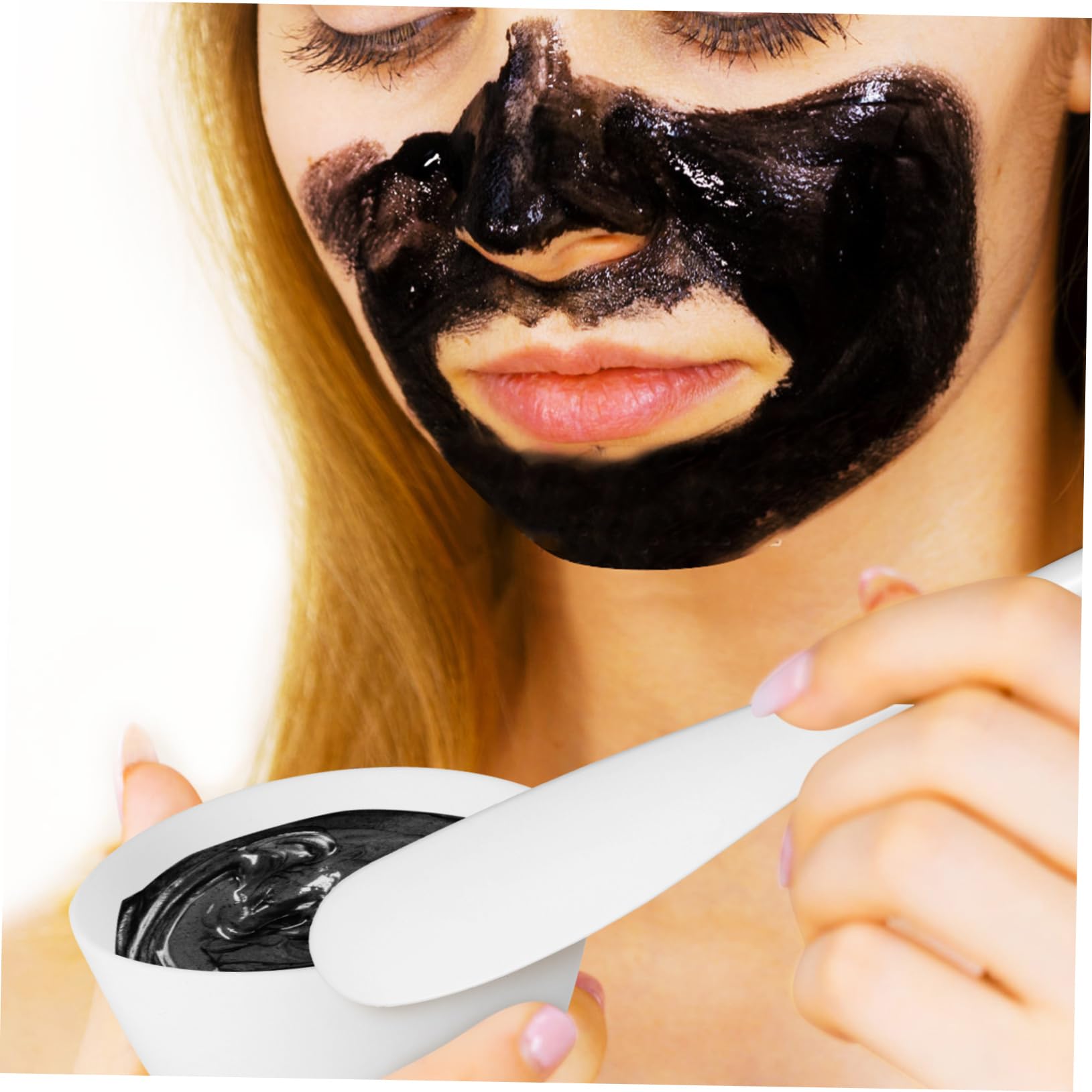 1 Set Silicone Facial Mask Mixing Bowl & Applicator - DIY Spa Skincare Tool for Mud Masks, Facials & At-Home Treatments - Perfect for Mixing Clay Masks, Creams & Skincare Products (White)