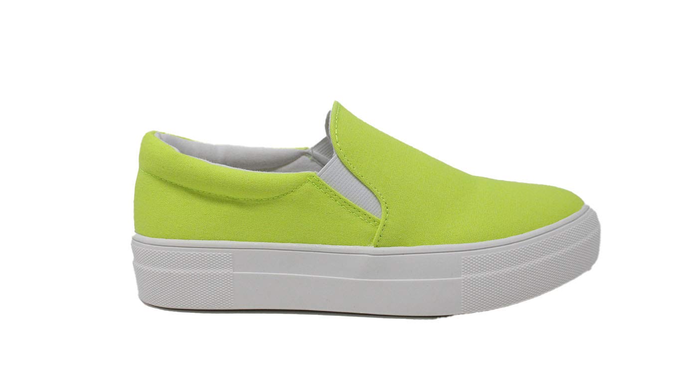 Women's Perforated Slip-On Sneakers - Breathable Comfort Shoes for Walking & Casual Wear (Size 9, Neon Yellow) | Perfect for Summer Outfits, Travel & Everyday Errands