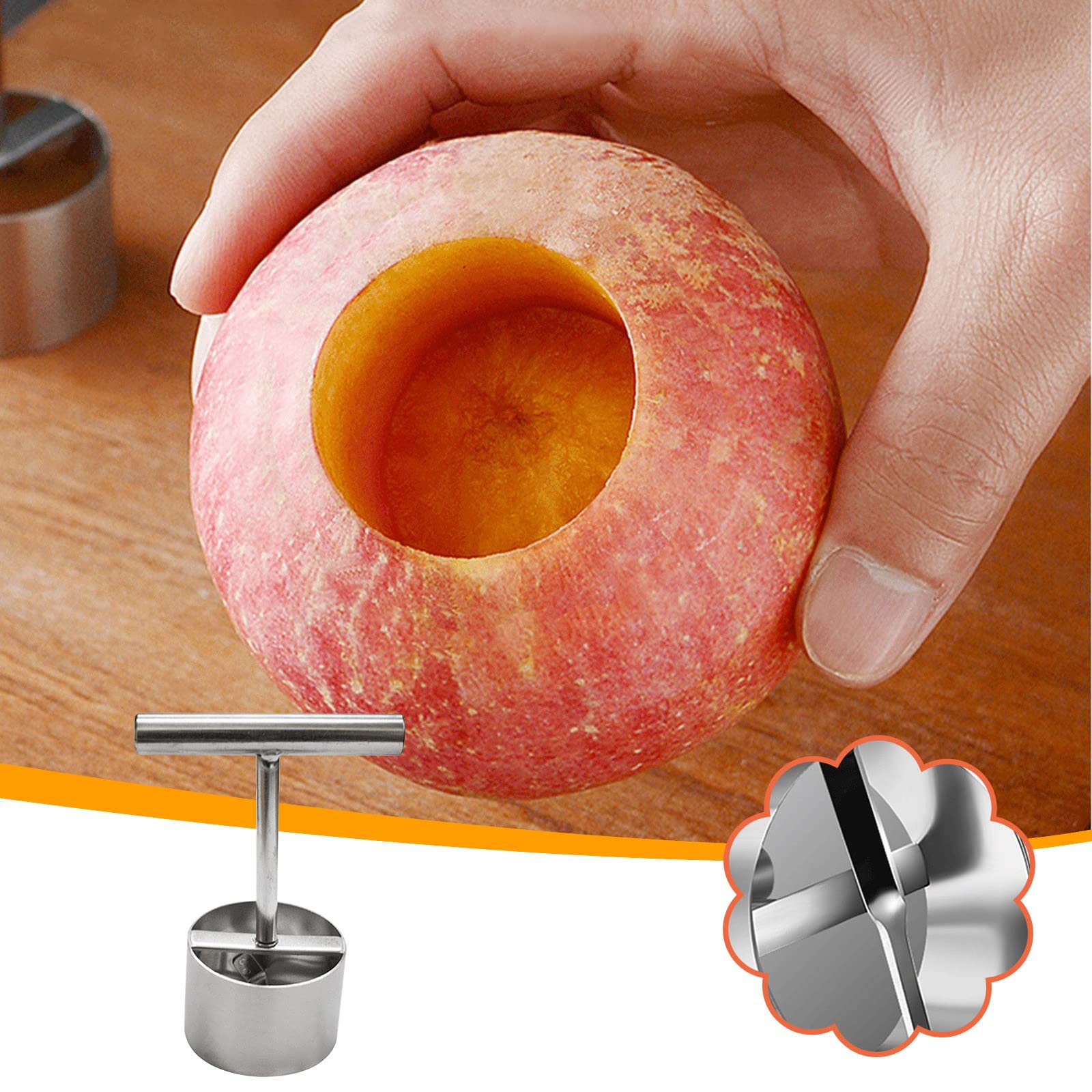 Premium 304 Stainless Steel Fruit Core Puller - Apple, Pear Corer & Puncher Tool for Kitchen - Durable & Rust-Proof - Perfect for Fruit Salads, Baking & Smoothie Prep