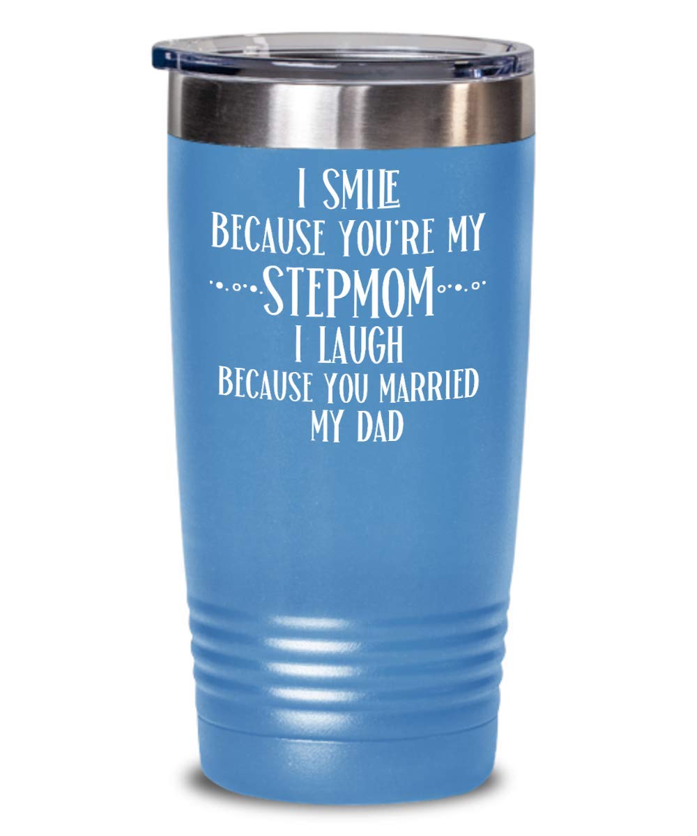 Personalized Step Mom Mug Tumbler - Birthday Gift from Stepdaughter, Christmas & Mother's Day Present for Women, Tea Cup with 'I Smile Because You're My Step Mom' Design - Perfect for Coffee, Tea, and Office Use