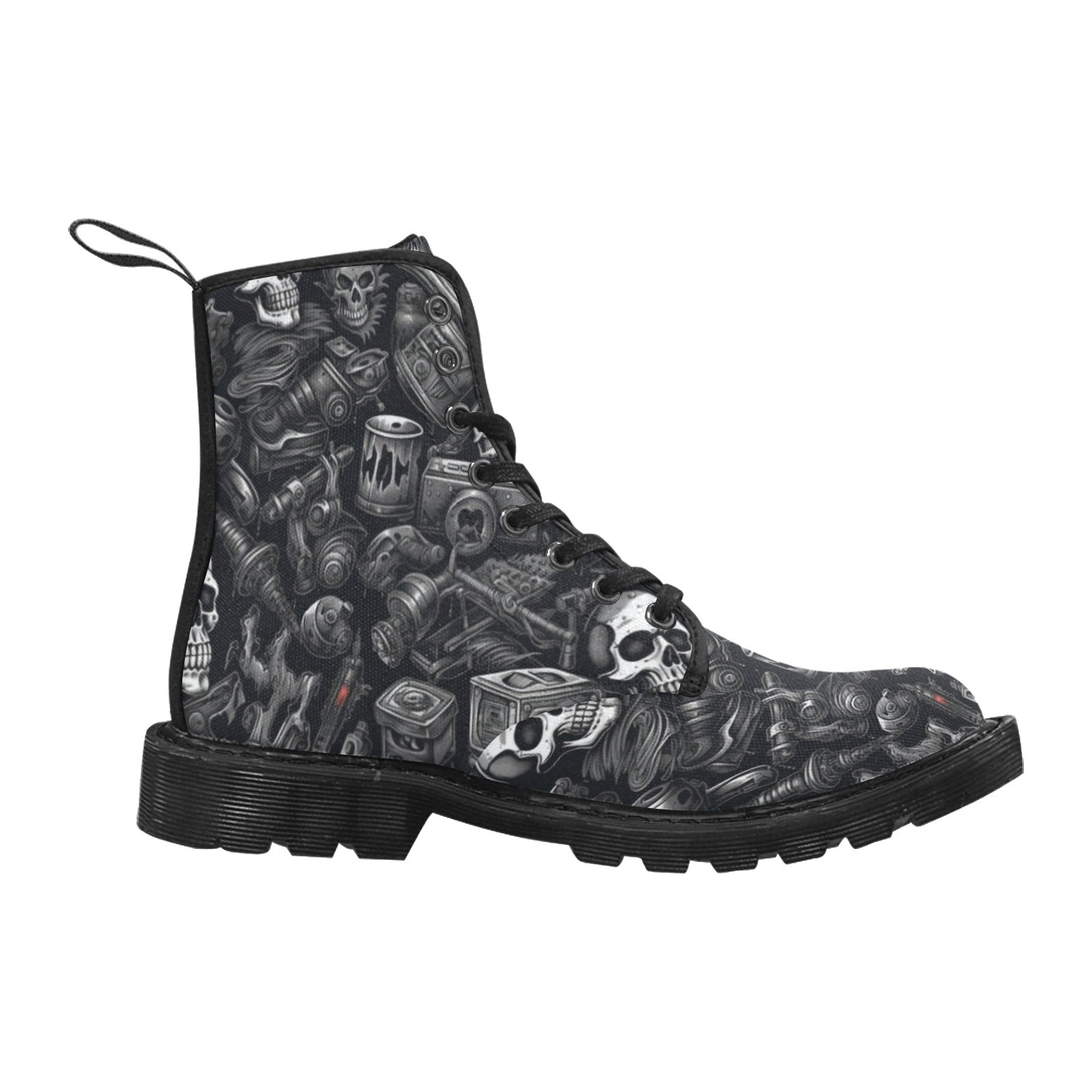 Stylish Heavy Metal Lace-Up Canvas Boots for Men & Women - Punk Rock Fashion, Gothic Streetwear, Concert Outfits