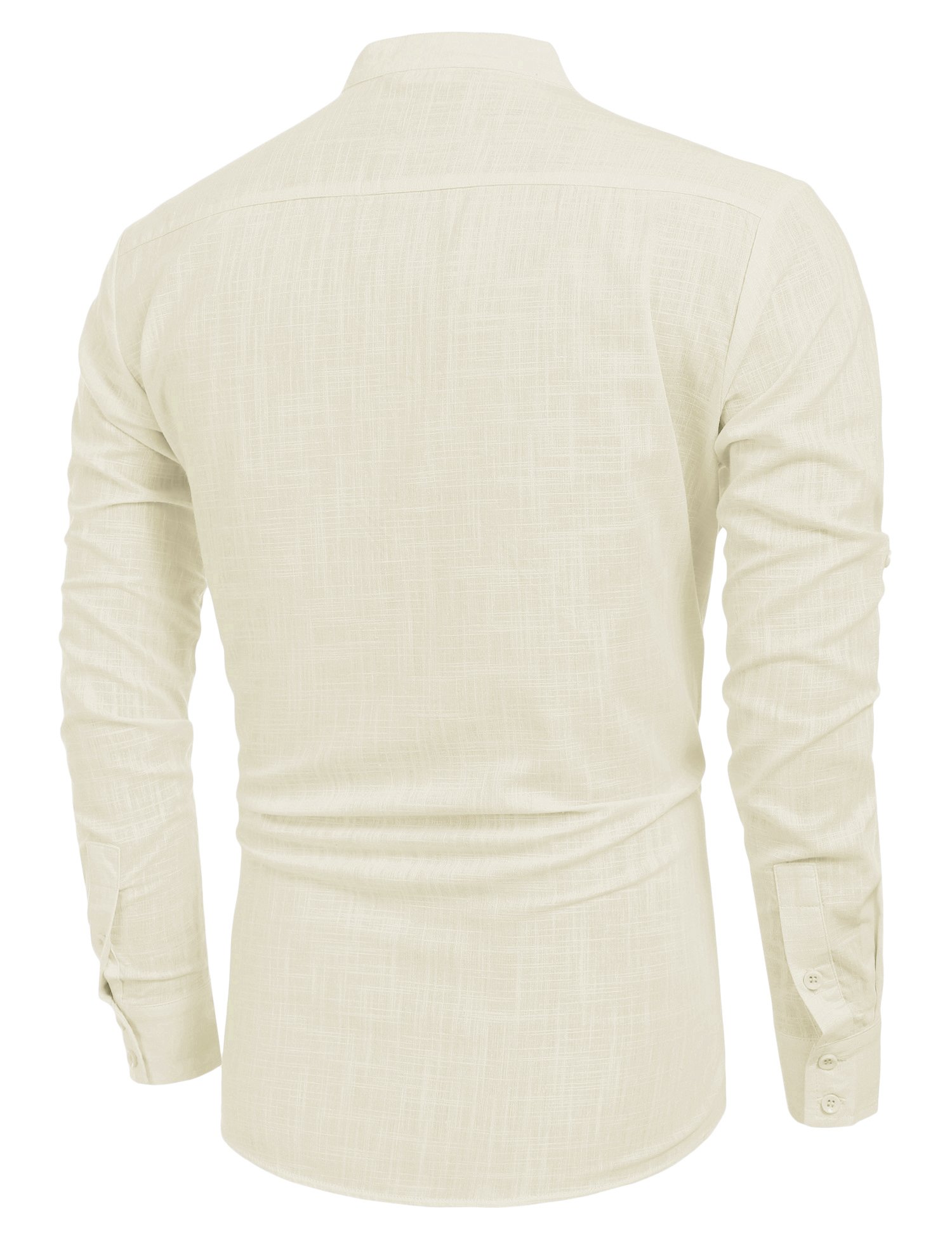COOFANDY Men's Cotton Linen Henley Shirt - Long Sleeve Casual Beach T-Shirt for Men | Breathable Summer Shirt, Boho Style, Hippie Fashion | Perfect for Beach Outings, Music Festivals & Casual Wear