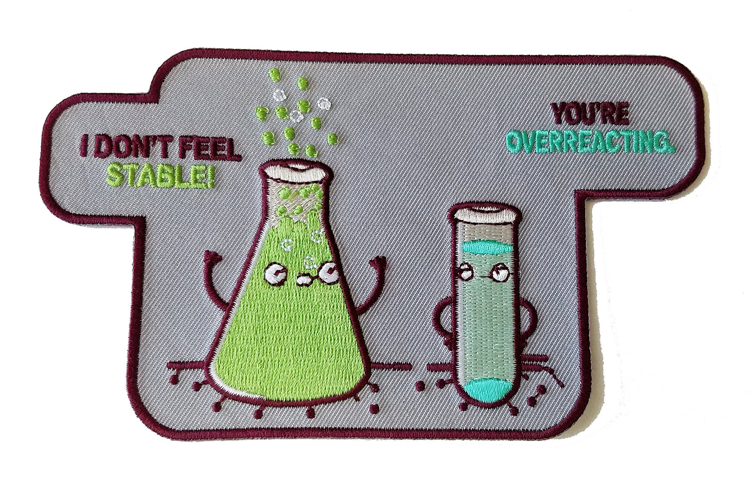 Funny Chemistry Beaker Iron On Patch - Science Humor Novelty Applique for Lab Coats, Backpacks & DIY Crafts