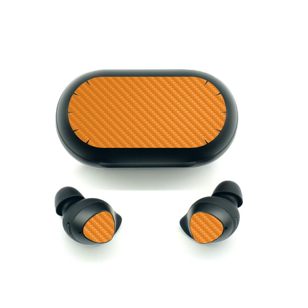 Premium Carbon Fiber Skin for Samsung Galaxy Buds - Orange | Protective & Durable Textured Cover | Easy to Apply & Remove | Made in USA | Perfect for Gym, Travel & Everyday Protection