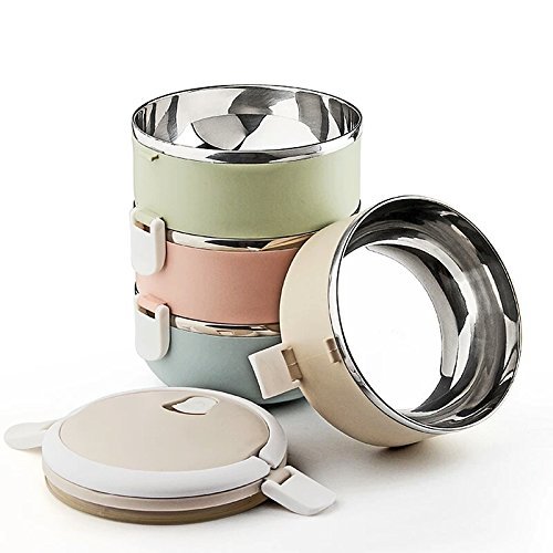 Spill-Proof 304 Stainless Steel Pet Travel Bowl - Multi-Layer Dog & Cat Food/Water Container with Hidden Handle for Outdoor Hiking, Camping, Car Trips (4-Layer, Portable Raised Feeder) - Perfect for Travel, Picnics & Daily Feeding