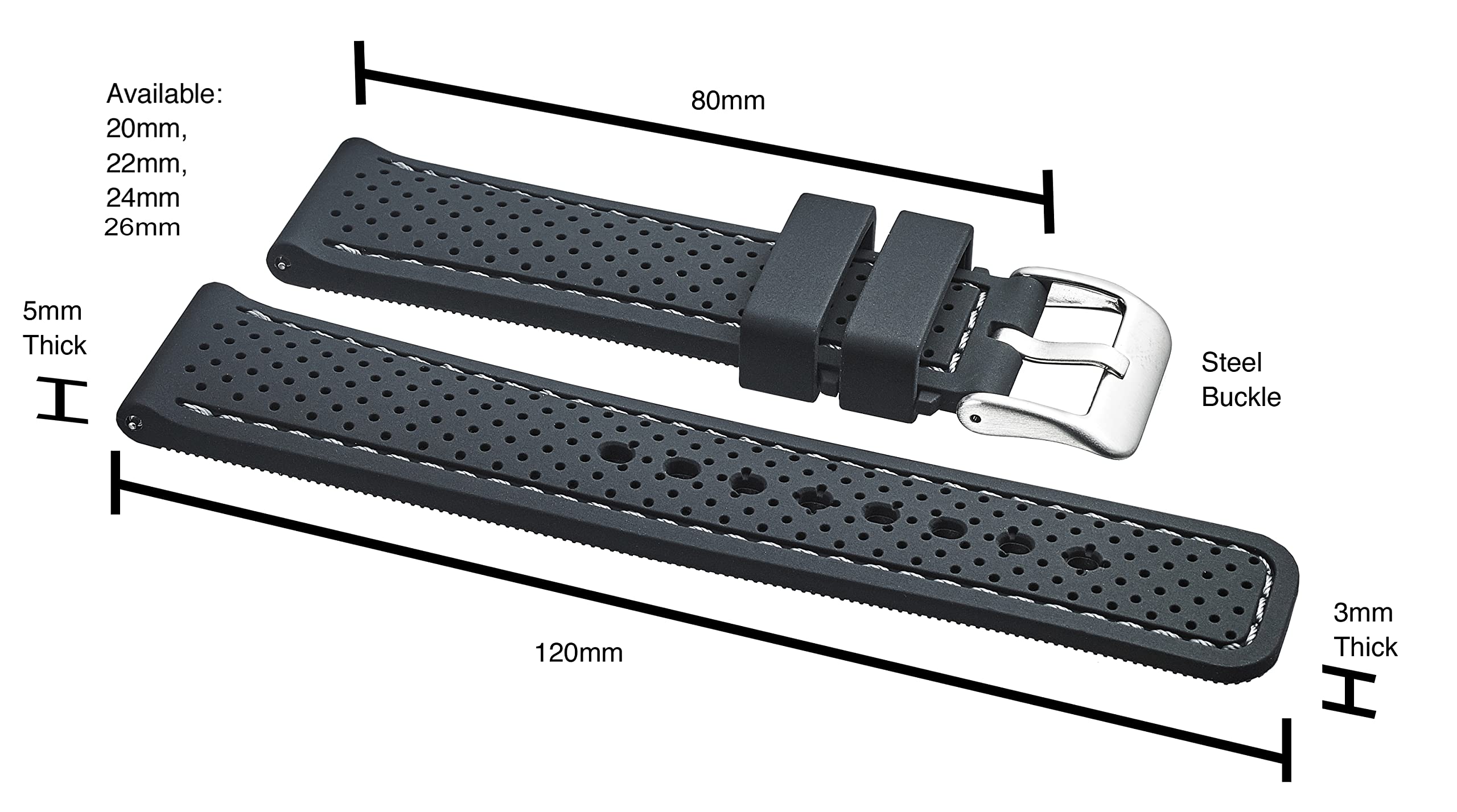 Premium Soft Silicone Adjustable Watch Band for Women & Men - Sporty Waterproof Quick Release Rubber Watch Strap - Compatible with Regular & Smart Watches - Ideal for Running, Swimming & Everyday Wear