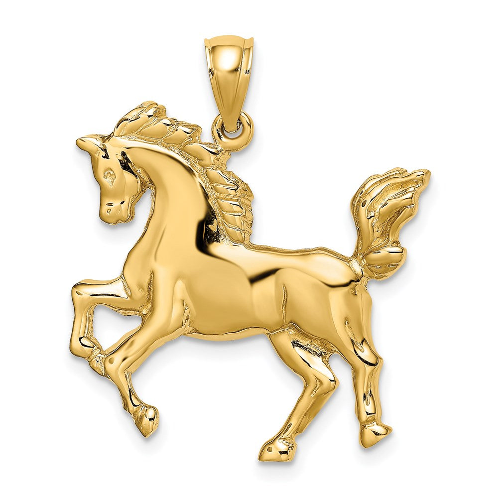 Premium 14K Gold Extra Large Polished Horse Charm Pendant - Model K6543 | Elegant Jewelry Gift for Equestrian Lovers, Horseback Riding Enthusiasts & Animal-Themed Fashion Accessories