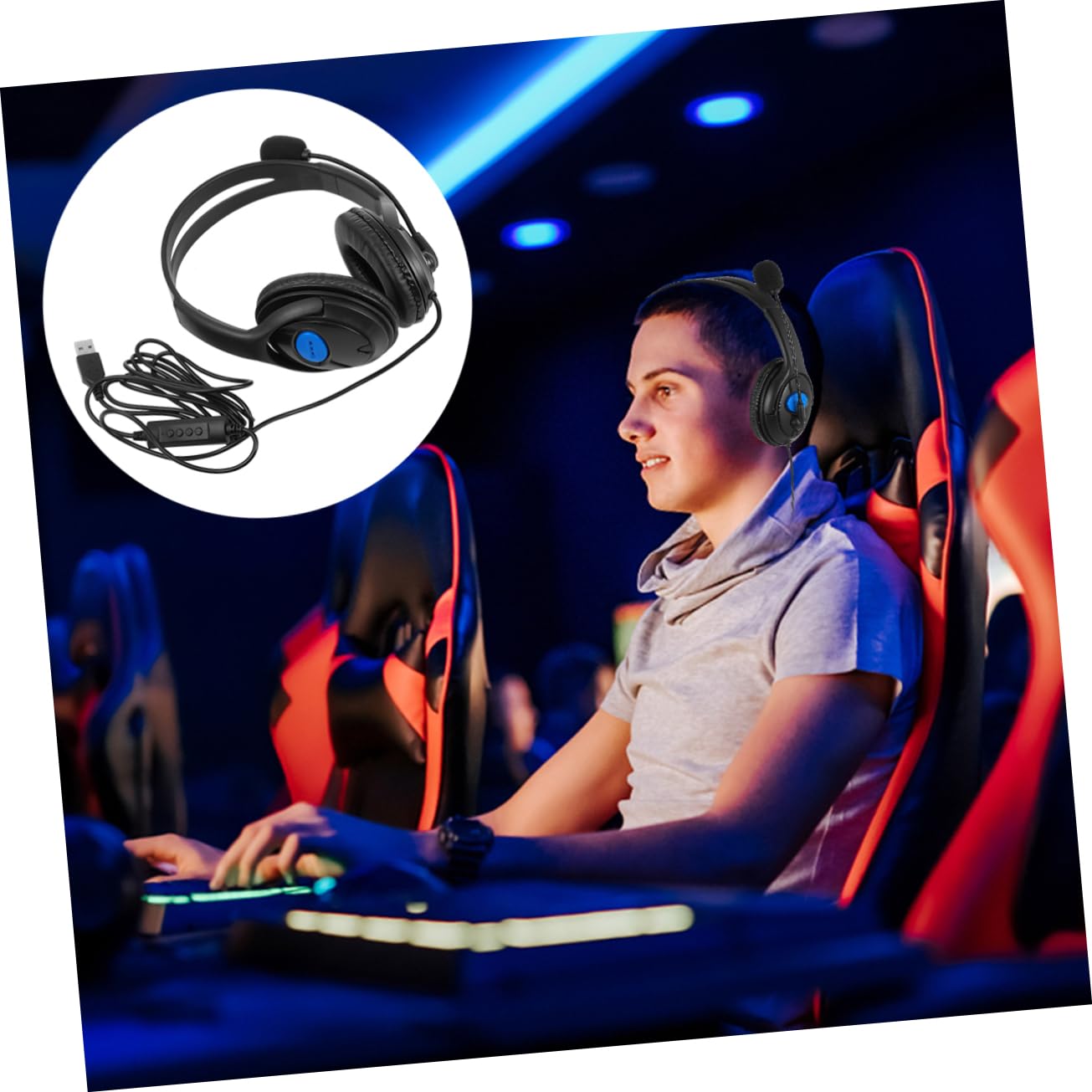 HOMSFOU Gaming Headset with Noise Cancelling Microphone - Lightweight & Comfortable for PC, PS4, Xbox - Perfect for Online Gaming, Streaming & Conference Calls