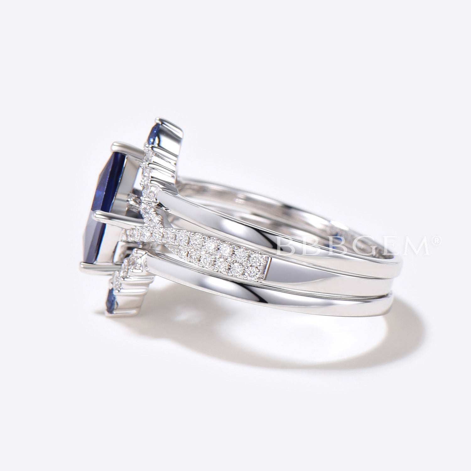 Infinity Twist Sapphire Engagement Ring Set with 3 Diamonds - Elegant Bridal Jewelry for Wedding, Proposal & Anniversary Gifts