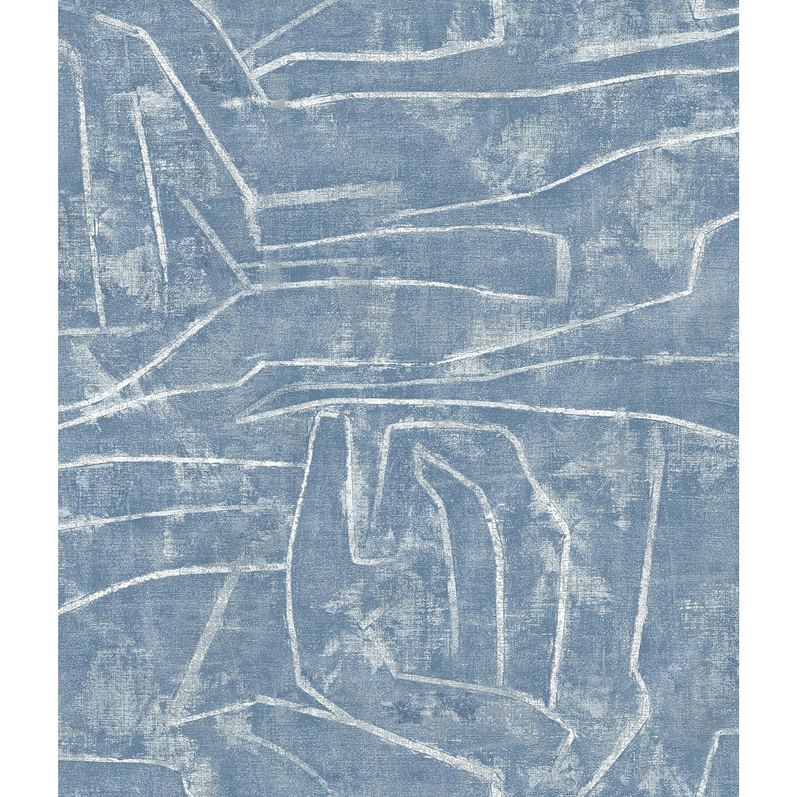 York Wallcoverings PSW1232RL Blue Urban Chalk Premium Peel and Stick Wallpaper - Self-Adhesive Removable Wallpaper for Bedroom, Living Room, Nursery & Office Decor