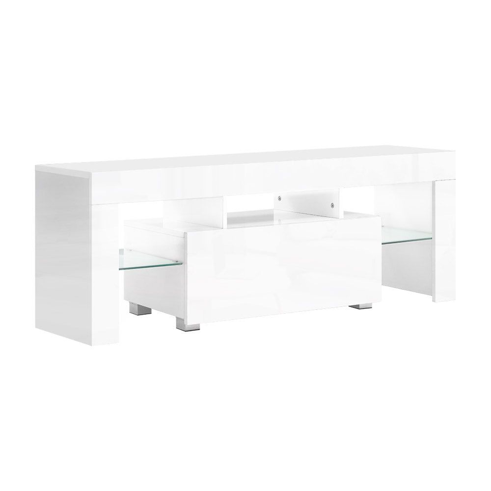 Artiss 130cm White LED TV Stand Entertainment Unit with Storage - Perfect for Living Room, Bedroom & Home Theater Setup