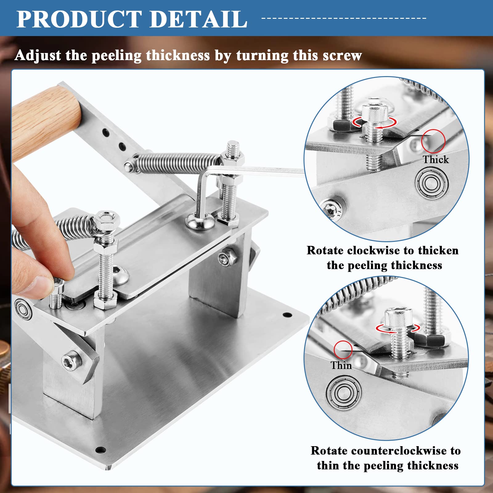 Professional Leather Skiver Machine with 10 Blades & 2 Stainless Steel Clamps - Manual Leather Splitter for Peeling & Paring Vegetable Tanned Leather - Perfect for Leather Crafting, DIY Projects & Shoe Repair