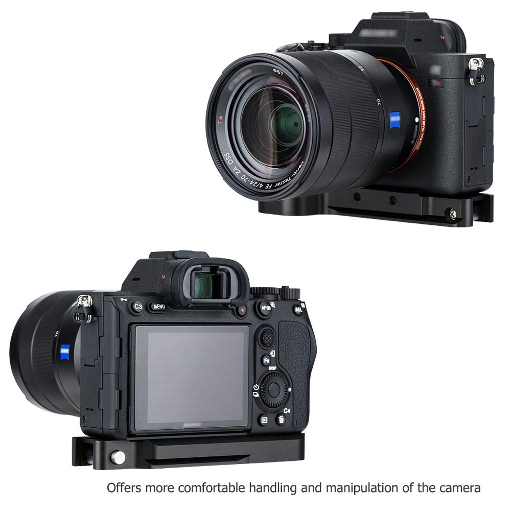 JJC Metal Camera Extension Hand Grip Holder for Sony A7 Series (A7R V, A7RV, A7III, A7II, A7M3, A7M2, A7S3, A7SIII, A7RIV, A7R4, A7RIII, A7R3, A7R2, A7SII, A9) - Arca Swiss Quick Release Tripod Plate - Perfect for Photography, Videography & Travel Shooting