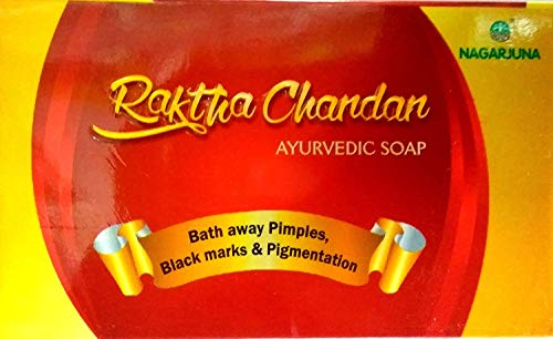 Nagarjuna Raktha Chandan Soap (Pack of 6) - 100% Natural Ayurvedic Sandalwood Soap for Glowing Skin & Acne Relief | Perfect for Daily Skincare Routine & Spa Treatments