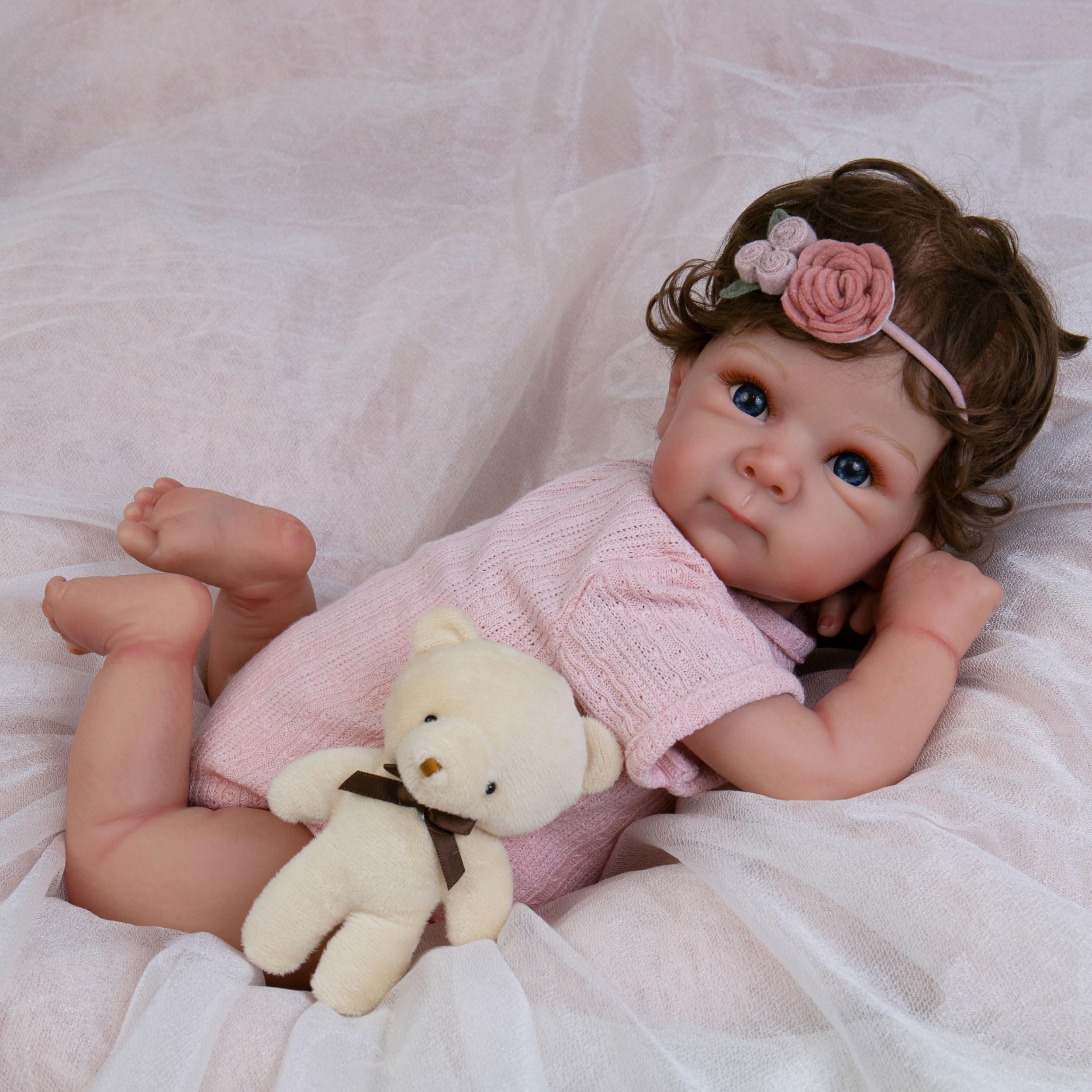 Realistic Reborn Baby Doll Clothes Set - Pink Outfit for 17-22 Inch Newborn Girl Dolls | Complete Doll Accessories & Wardrobe for Lifelike Baby Doll Play & Collecting