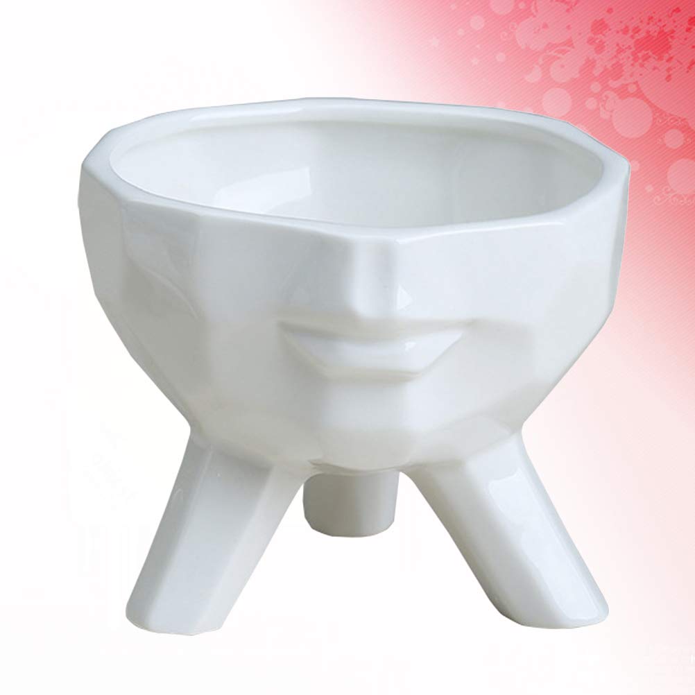 Cabilock White Ceramic Face Flower Vase - Small Desktop Planter for Succulents, Cactus & Air Plants - Indoor Decorative Plant Holder & Unique Home Office Decor