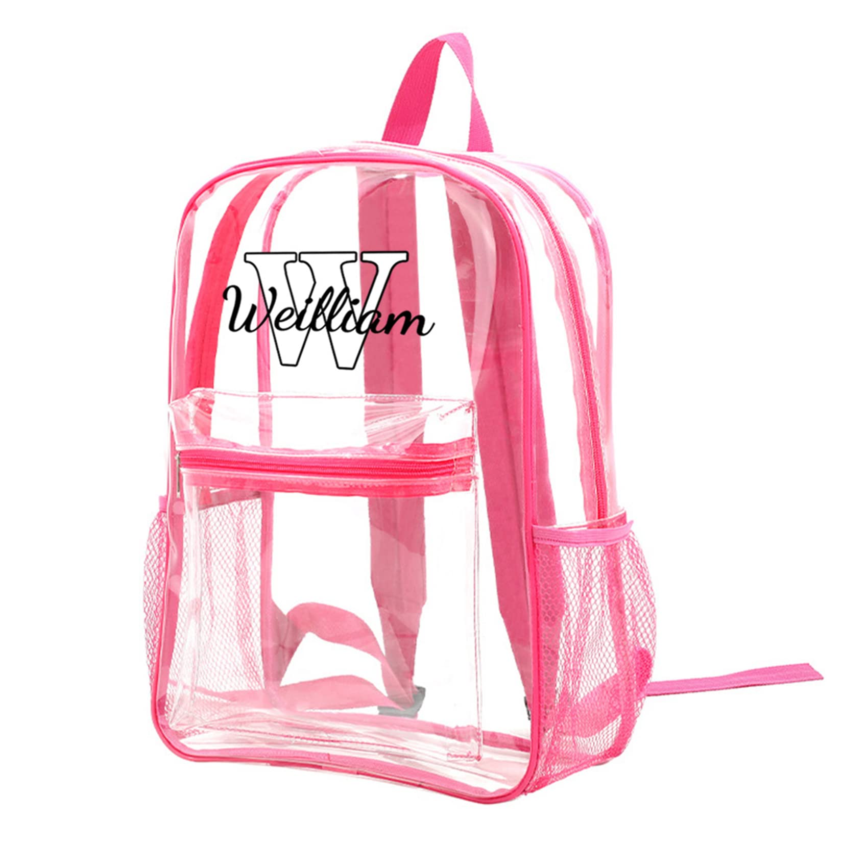Custom Mini Clear PVC Backpack - Heavy Duty Transparent Small Backpack for School, Work, Travel & Stadium Events - Personalized See-Through Backpack (Rose Red) - Perfect for Concerts, Festivals, Security Checks & Theme Parks