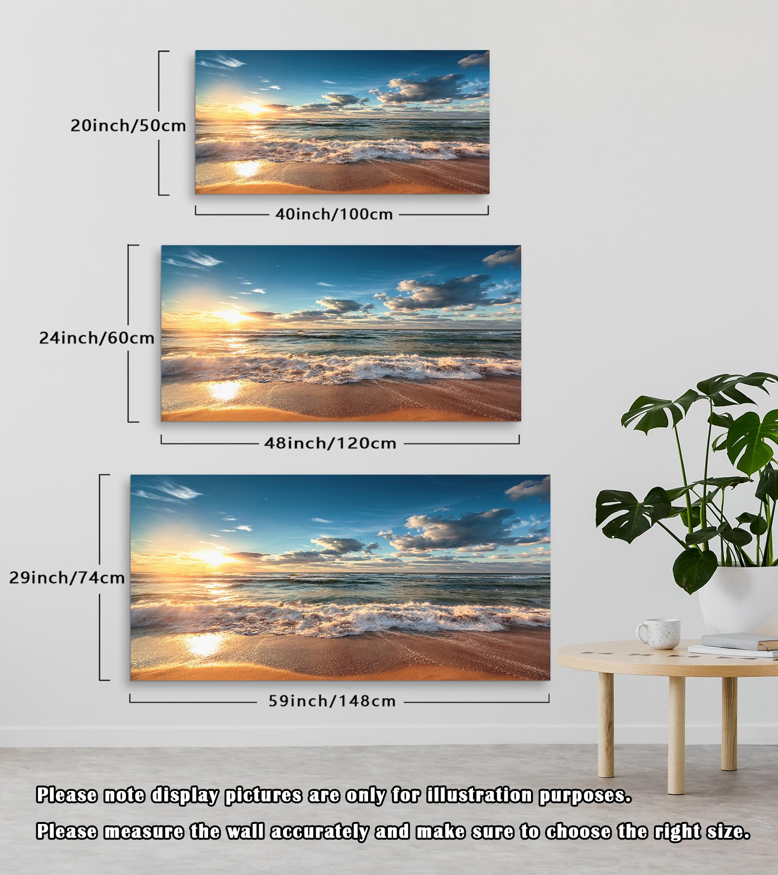 DBLAKI DB3562 Framed Beach Sunset Ocean Wall Art - Stunning Cloudscape & Sunrise Photography Canvas Print, Ready to Hang for Living Room, Bedroom & Office Decor | Coastal Nature Pictures for Beach House & Seaside Theme