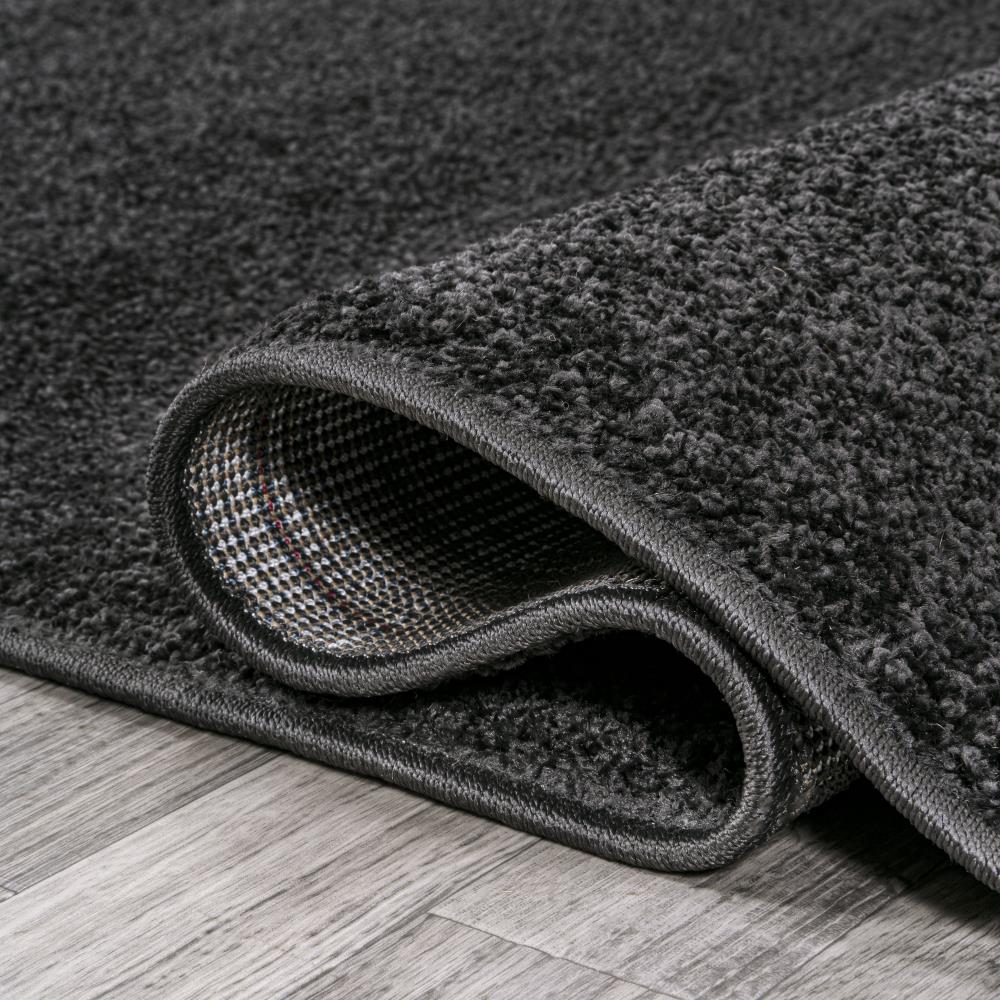 Black Haze Solid Low Pile Area Rug - Soft Modern Floor Covering for Living Room, Bedroom & Office
