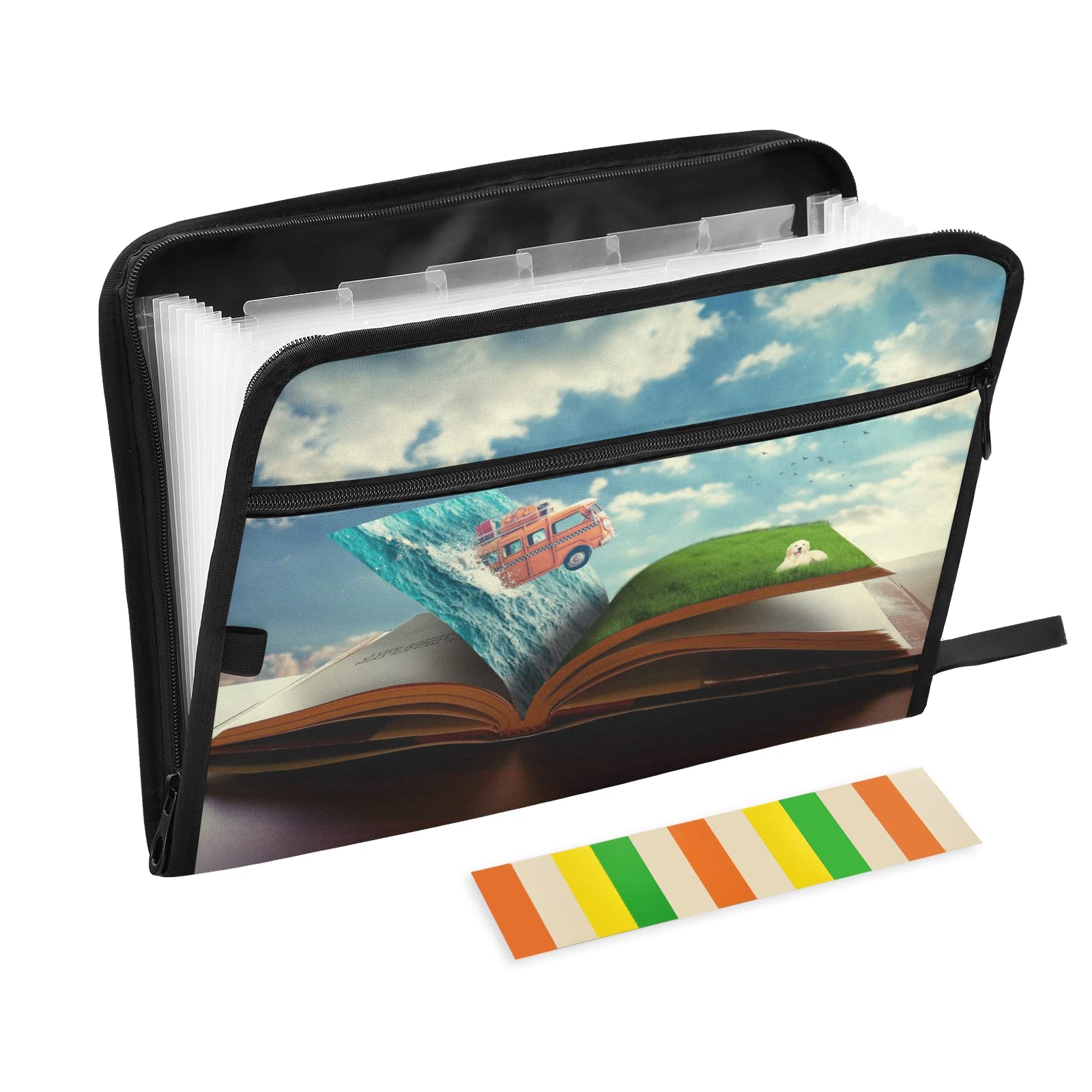 UMIRIKO 13 Pocket Expanding File Folder with Sticky Labels - Accordion Organizer for A4 Letter Size Documents - Zippered Closure - Perfect for Office, School, Home & Travel Document Storage