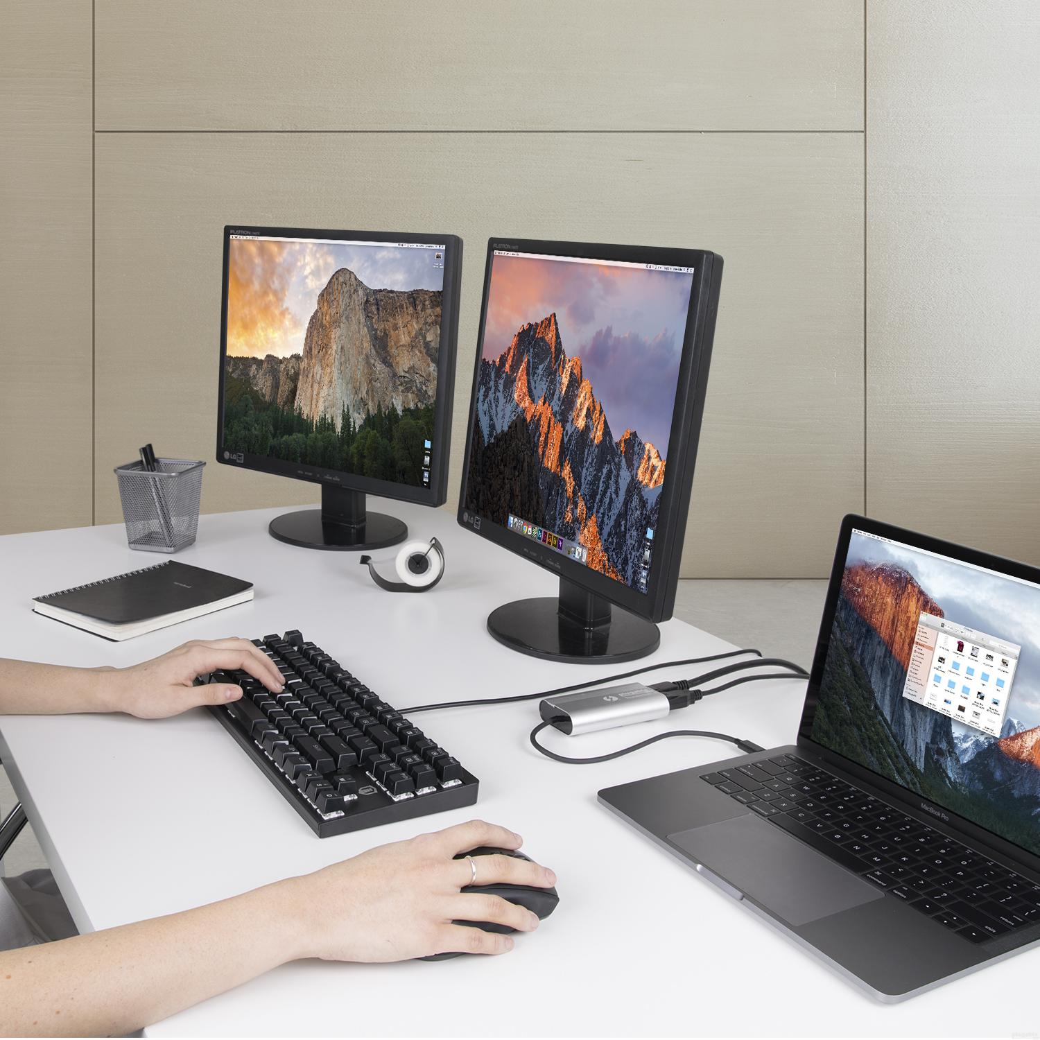 Plugable Thunderbolt™ 3 to Dual HDMI 2.0 Adapter - 4K 60Hz Display Dock for MacBook Pro & Windows Laptops - Perfect for Dual Monitor Setup, Gaming & Productivity Workstations