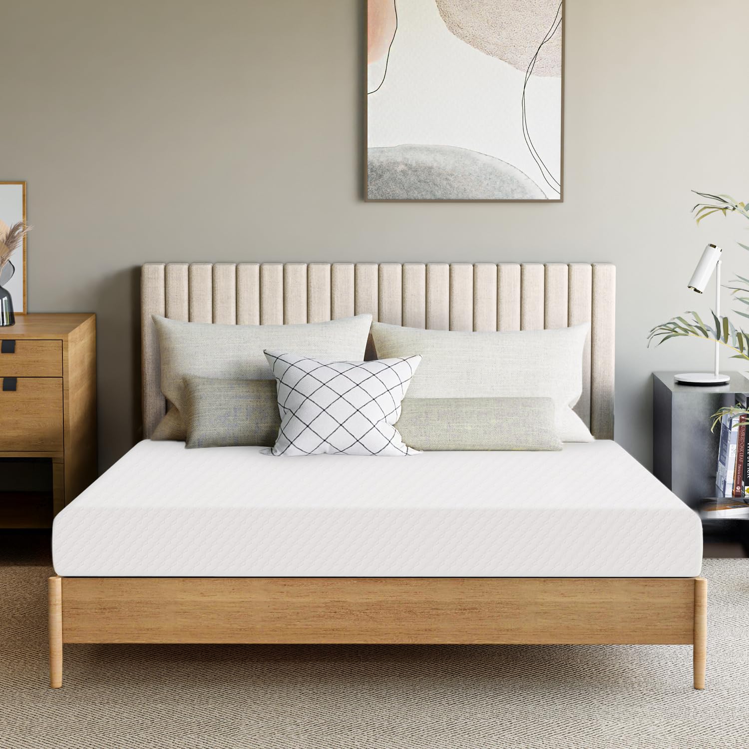 6 Inch Queen Cooling Memory Foam Mattress - Medium Firm, CertiPUR-US Certified, Pressure Relieving & Temperature Regulating - Fiberglass Free Mattress-in-a-Box for Back Pain Relief & Cool Sleep - Perfect for Hot Sleepers & Side Sleepers (Queen, 6 Inch)