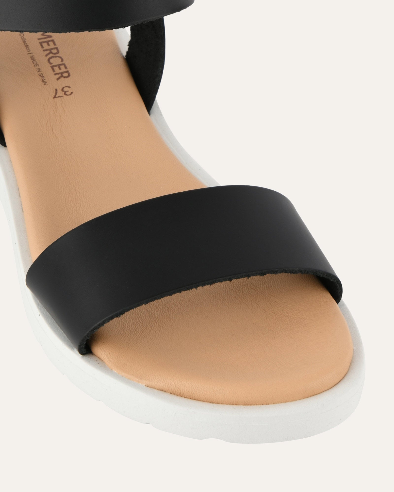 ROBIN Flat Sandals - Black Leather Women's Comfortable Slides for Beach, Pool & Summer Outfits