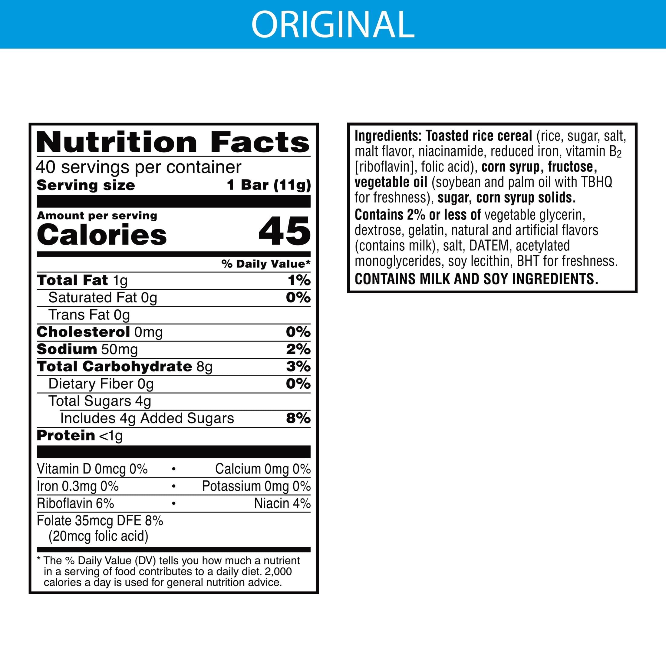Rice Krispies Treats Mini Marshmallow Snack Bars - Original Flavor (4 Boxes, 160 Bars) | Kids Snacks, School Lunch, After-School Treats | Perfect for Lunchboxes, Road Trips & On-the-Go Snacking