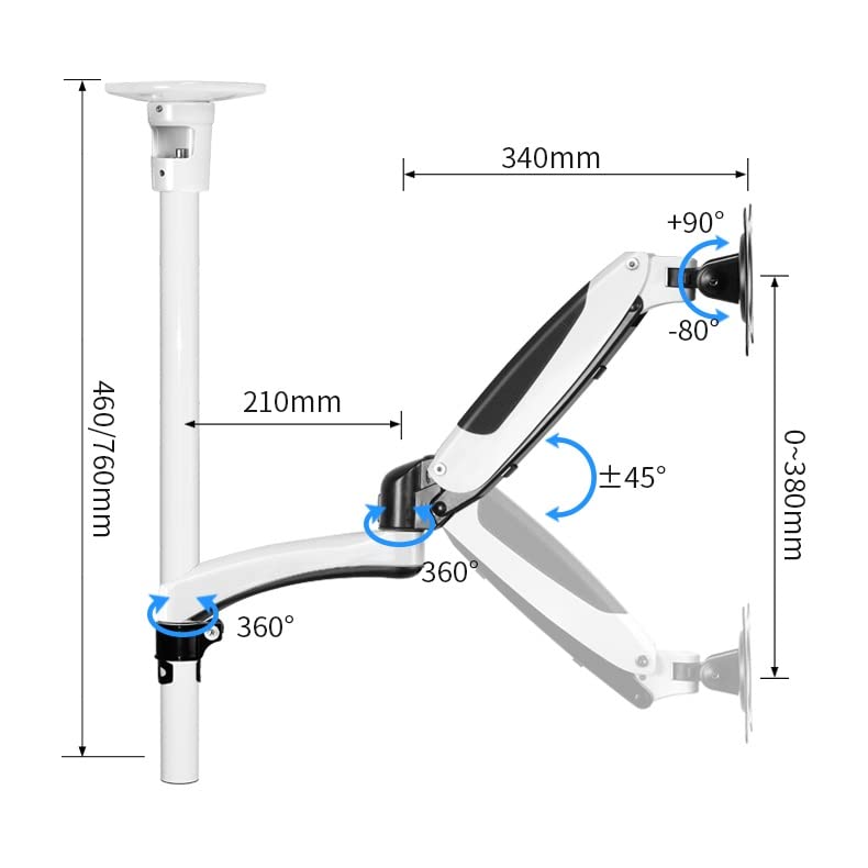 **Adjustable Ceiling Mount Monitor Stand Bracket - Full Motion Monitor Arm for 15-27