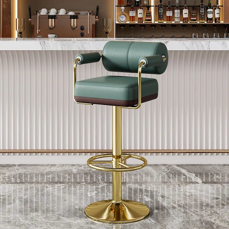 Modern Designer Bar Stool - Adjustable Height Kitchen Island Counter Chair with Backrest - Perfect for Dining, Entertaining & Home Decor