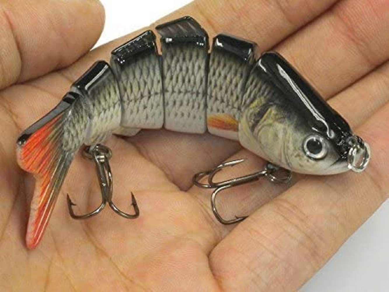 Al Fishing Lure 6 Segment Swimbait Crankbait - 18g 10cm Slow Sinking Hard Bait with 6# Hook - Perfect for Bass, Trout & Freshwater Fishing