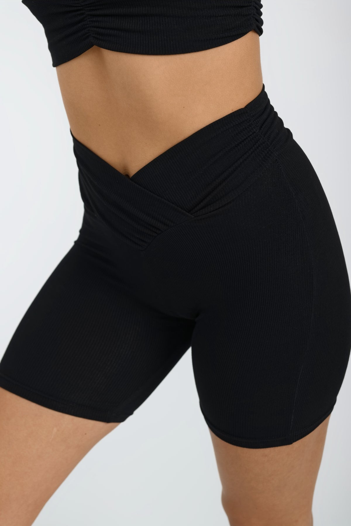 Stylish Demi V Cut Shorts for Women - Trendy Black High Waist Shorts | Perfect for Summer, Beach, and Casual Outfits