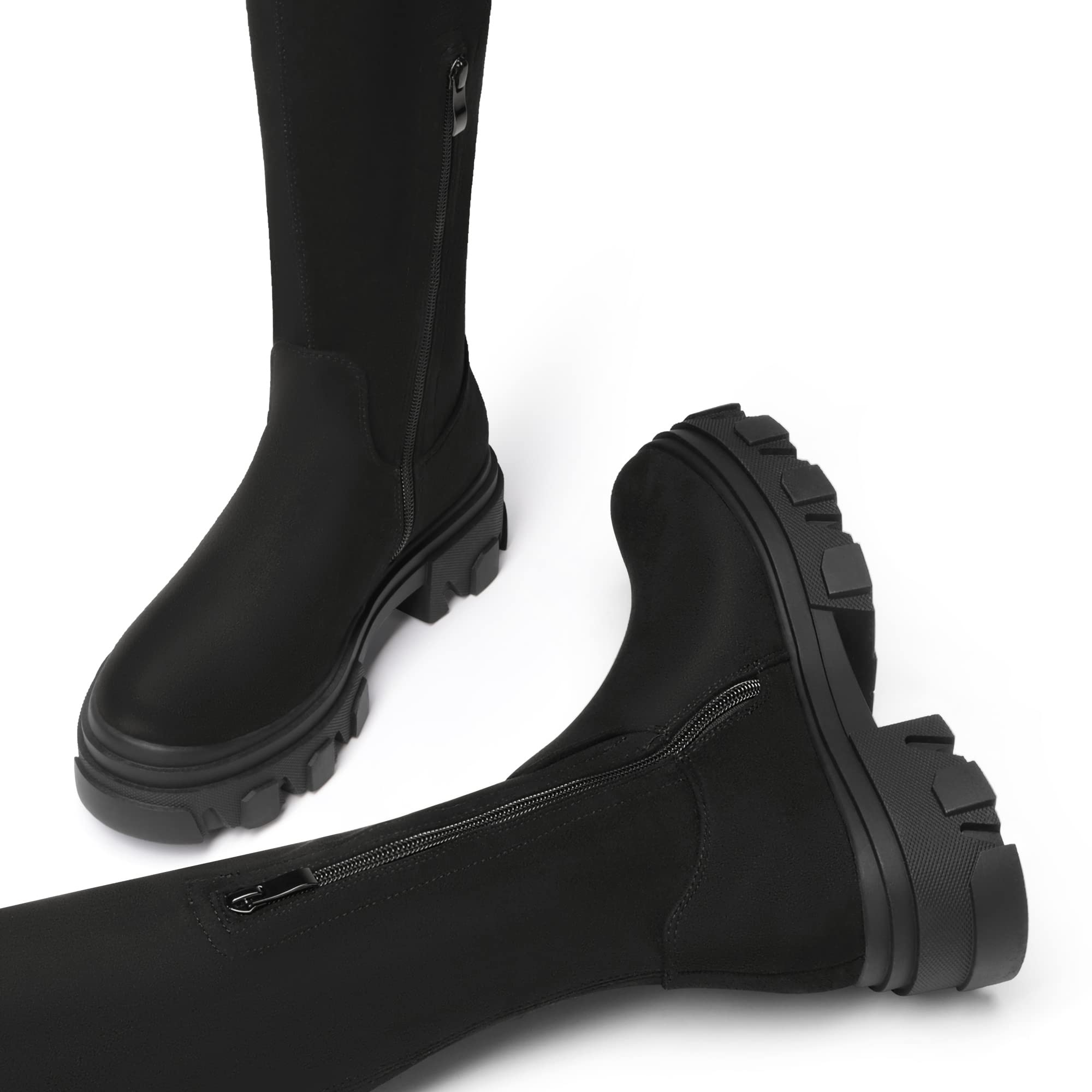 DREAM PAIRS Women's Over The Knee Thigh High Boots - Stretchy Platform Boots with Chunky Lug Sole for Fall & Winter | Perfect for Casual Outfits, Date Nights & Cold Weather Fashion