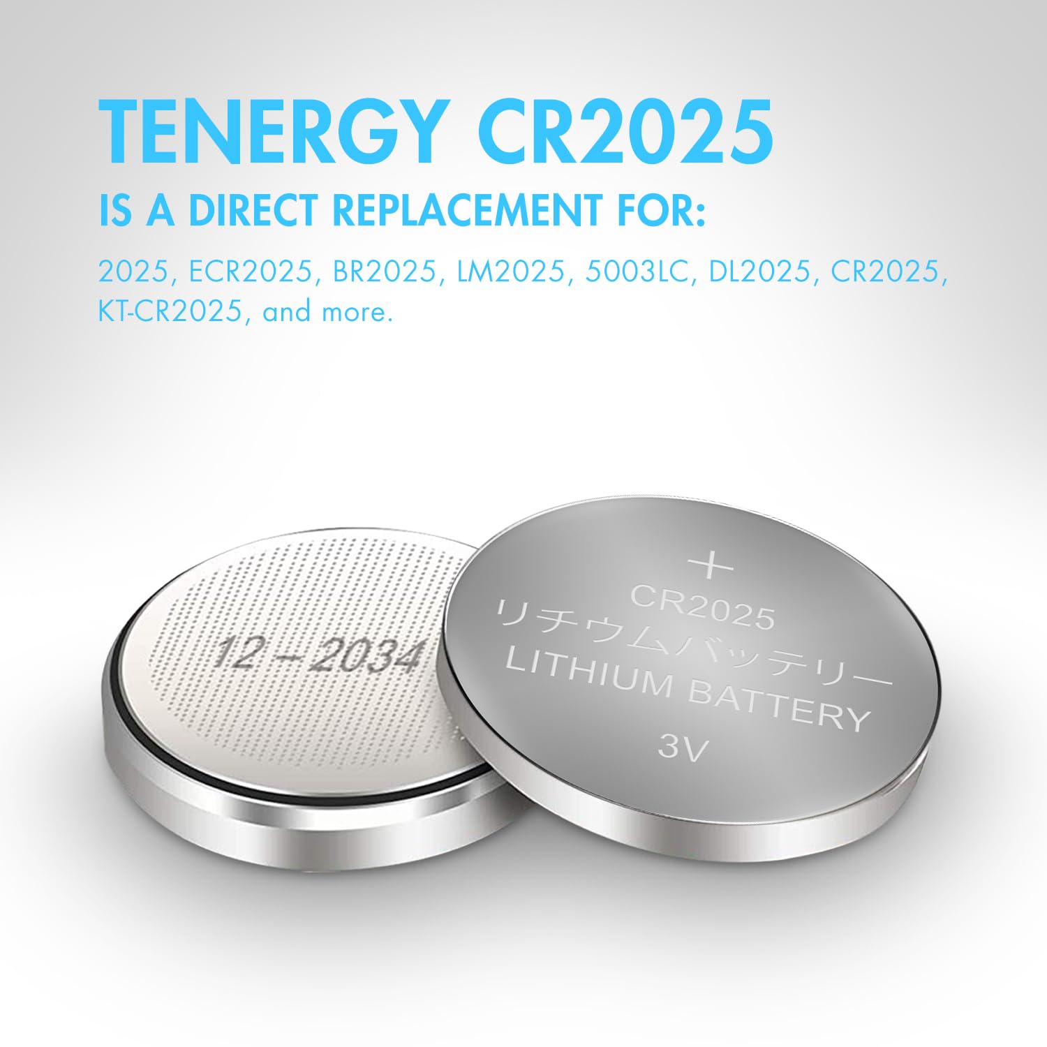 Tenergy 3V CR2025 Lithium Button Coin Cell Batteries - 5 Pack for Key Fobs, Calculators, Watches, Heart Rate Monitors & Medical Devices | Long-Lasting Power for Home, Office & Healthcare Use