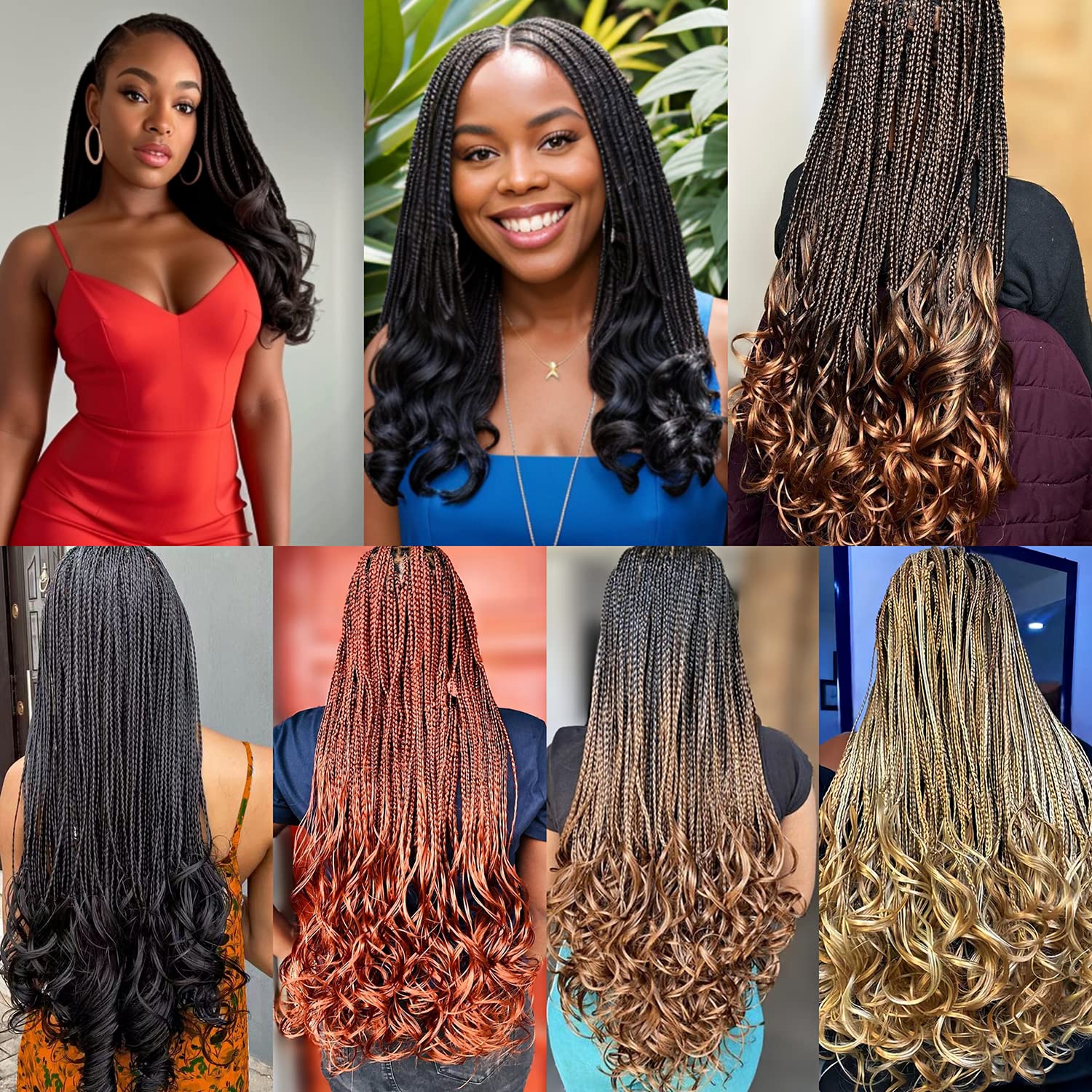 7 Packs 18 Inch French Curly Crochet Hair - Pre Looped Box Braids for Knotless Crochet Braiding | Natural 1B Black | Perfect for Protective Styles, Boho Looks & Everyday Wear
