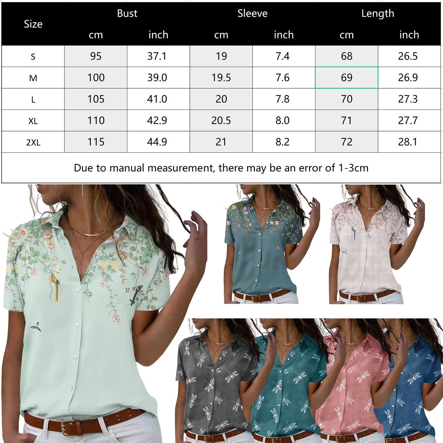 Floral Print V-Neck T-Shirt for Women - Summer Short Sleeve Blouse, Flowy Casual Top for Beach, Vacation & Everyday Wear