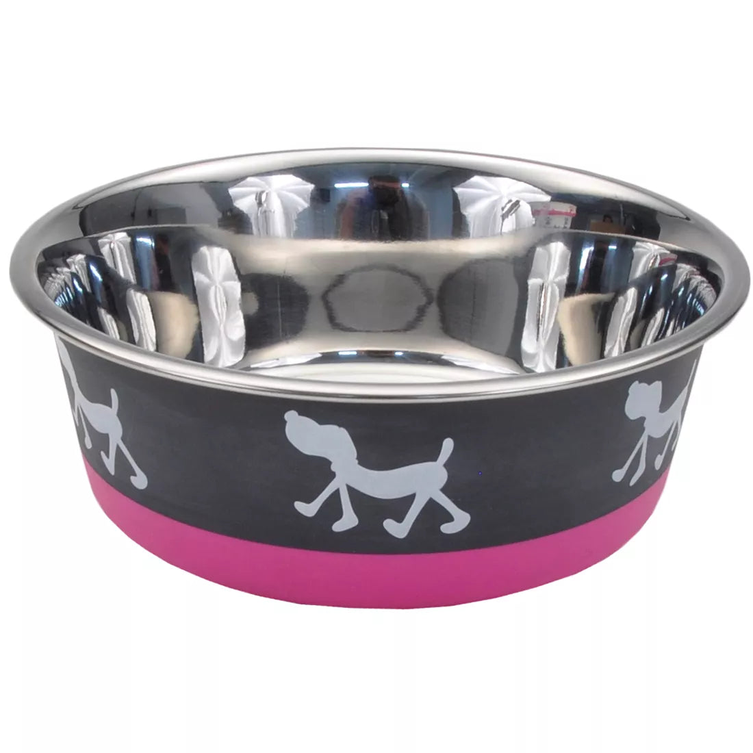 Bergan Plato Maslow Non-Slip Stainless Steel Dog Bowl in Pink - Perfect for Small to Medium Dogs at Home or Travel