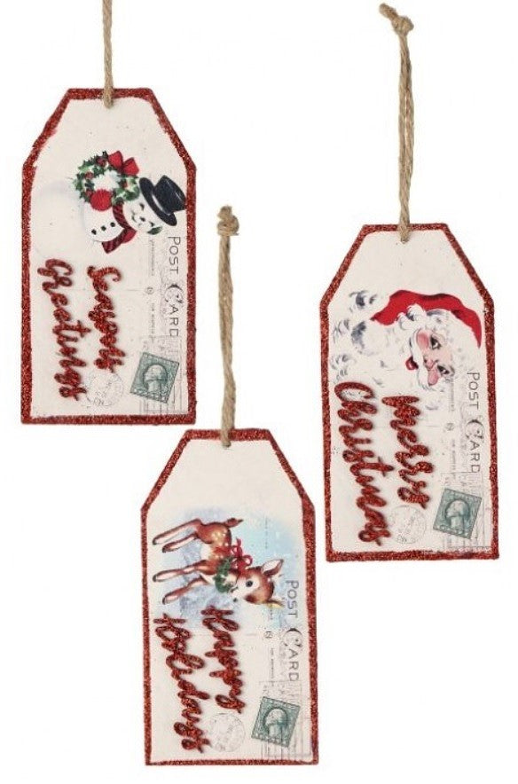 5 Pack Vintage MDF Gift Tags - Rustic Christmas Ornaments for Holiday Gifts, DIY Crafts & Party Decorations - Perfect for Handmade Presents, Wedding Favors and Seasonal Decor